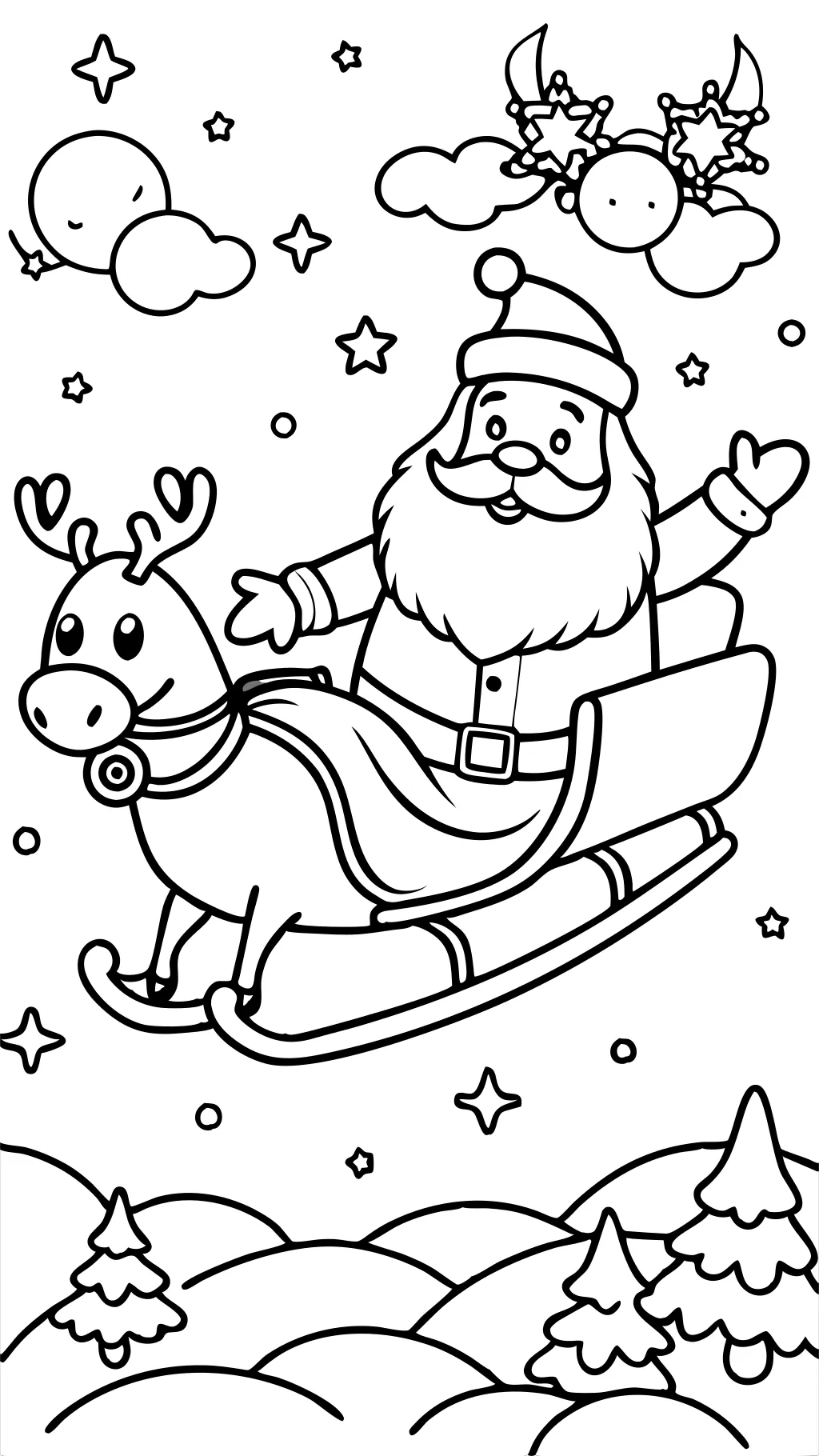 santa in sleigh coloring page